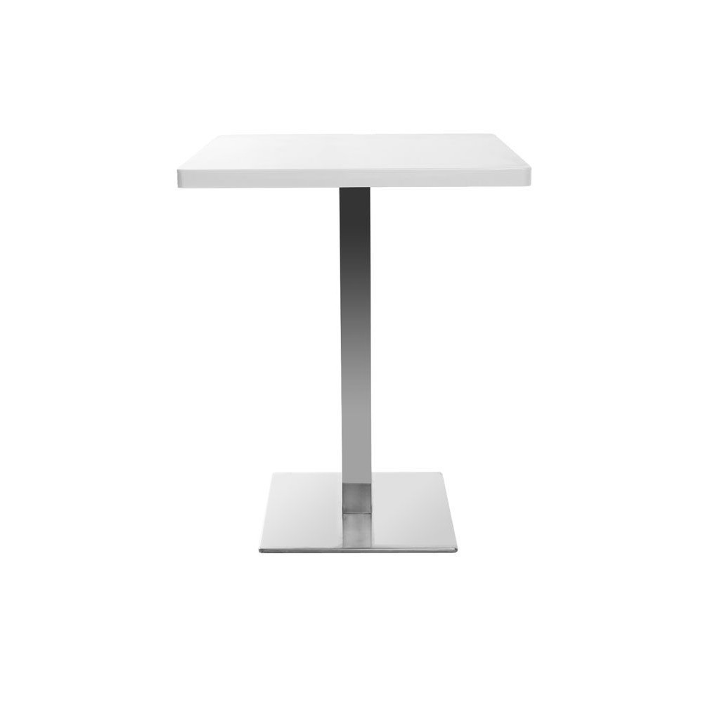 Table carrée avec pied central inox