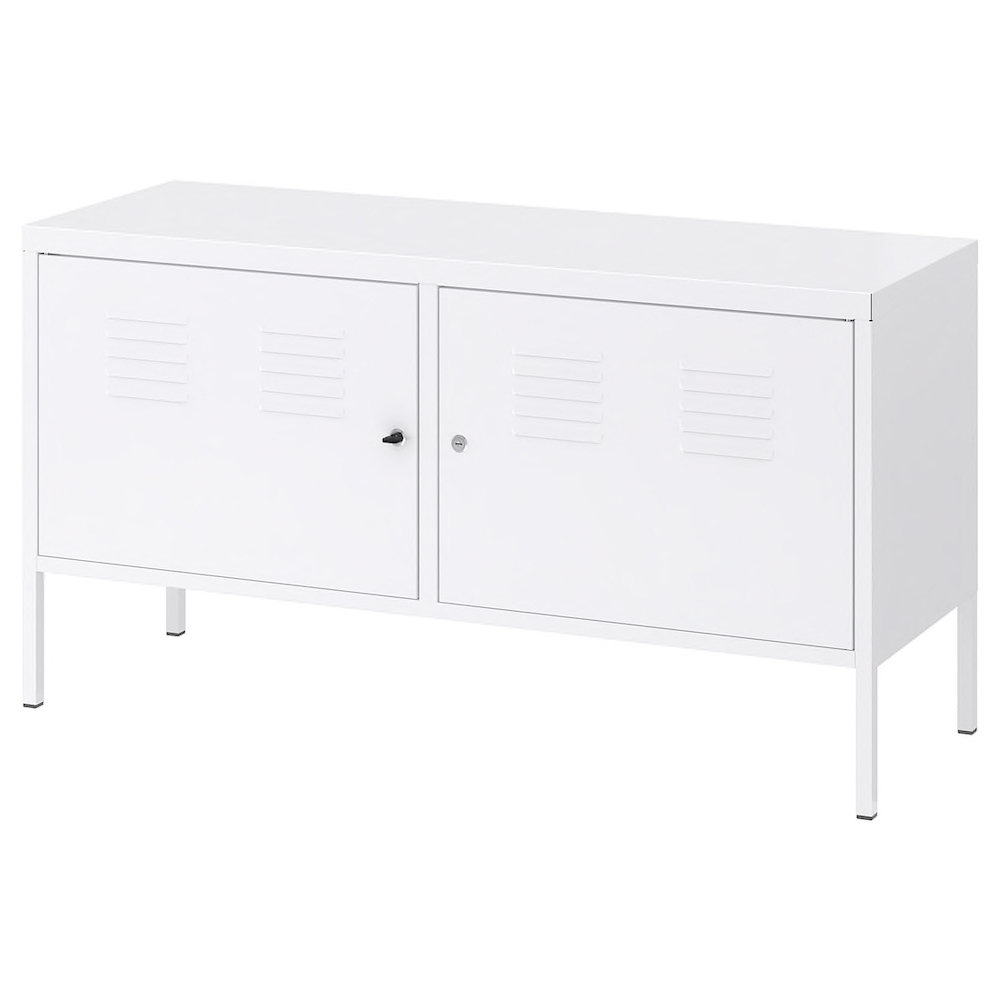 Armoire basse metallique blanche